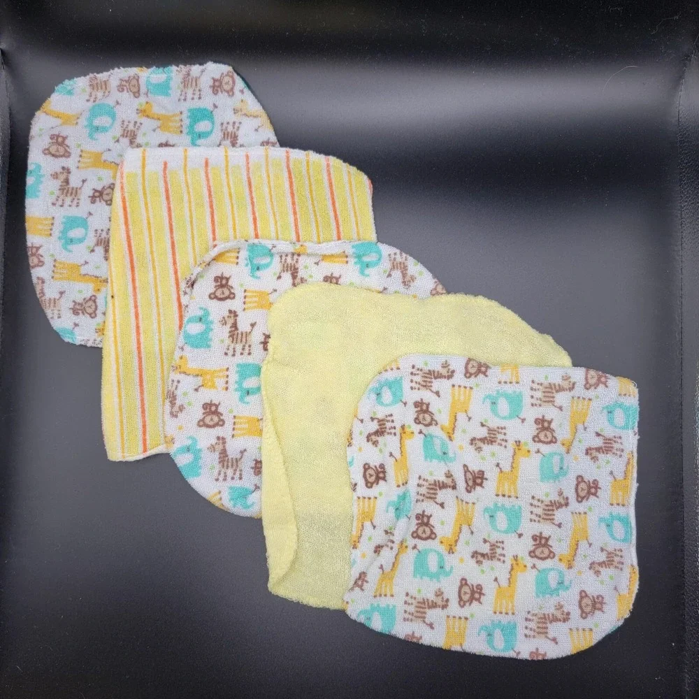 5 Baby Wash Cloths Verious Patterns